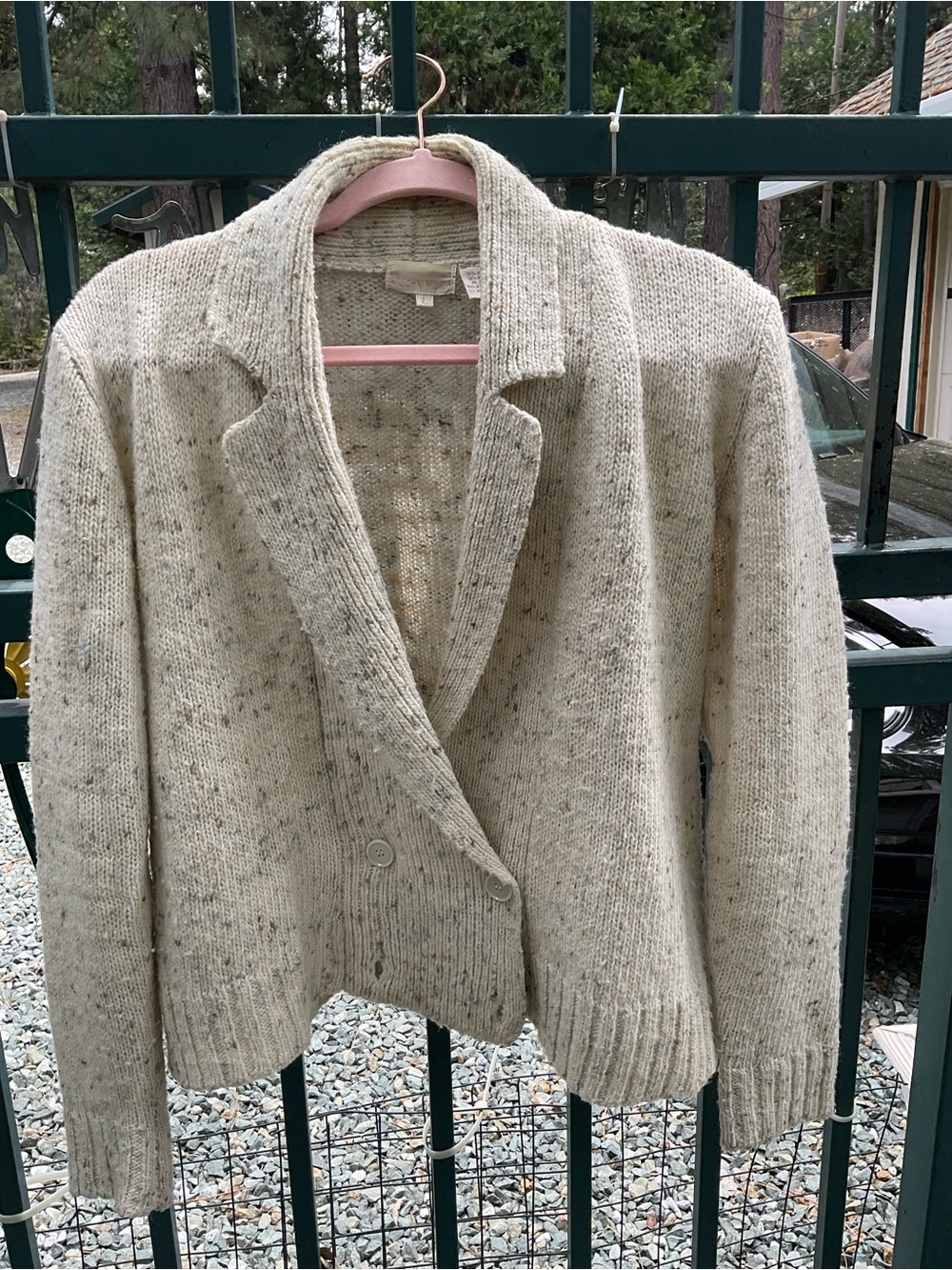 BP-Cozy Cream Speckled Knit Cardigan Sweater-JOHN MEYER-VINTAGE-LARGE